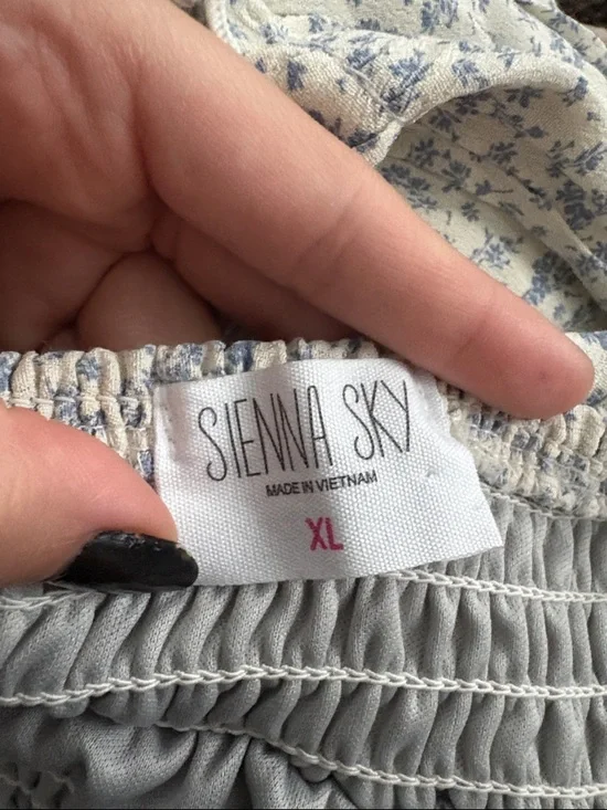 Sienna Sky Blue and White Floral Smocked Tiered Mini Skirt - Picture 3 of 3